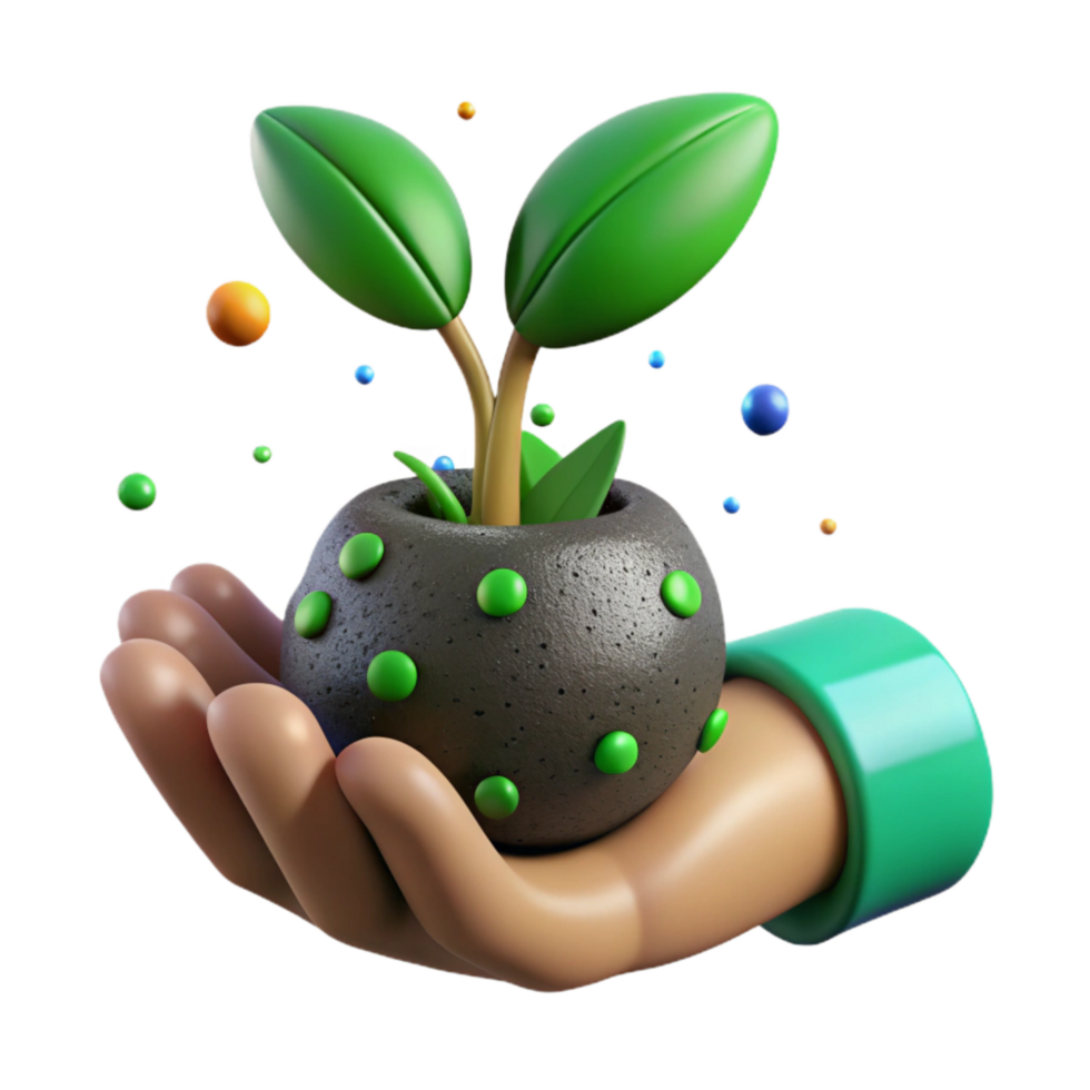 stunning classic Green Thumb Holding Sprout Close Up Cutout premium png