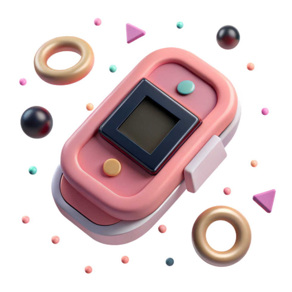 vibrant traditional Pulse Oximeter Pink Finger Clip Isolated on Transparent Background high resolution png