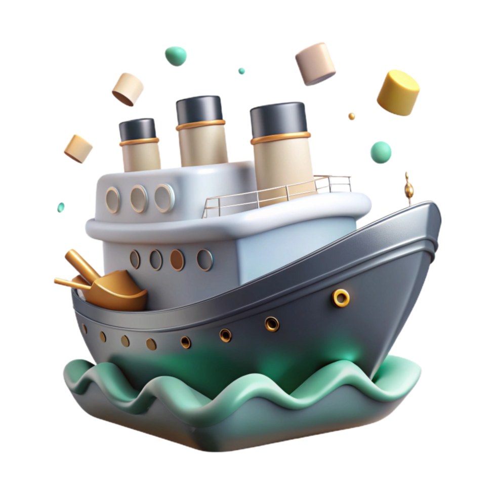 serene traditional Steamship Side View Transparent Background professional png