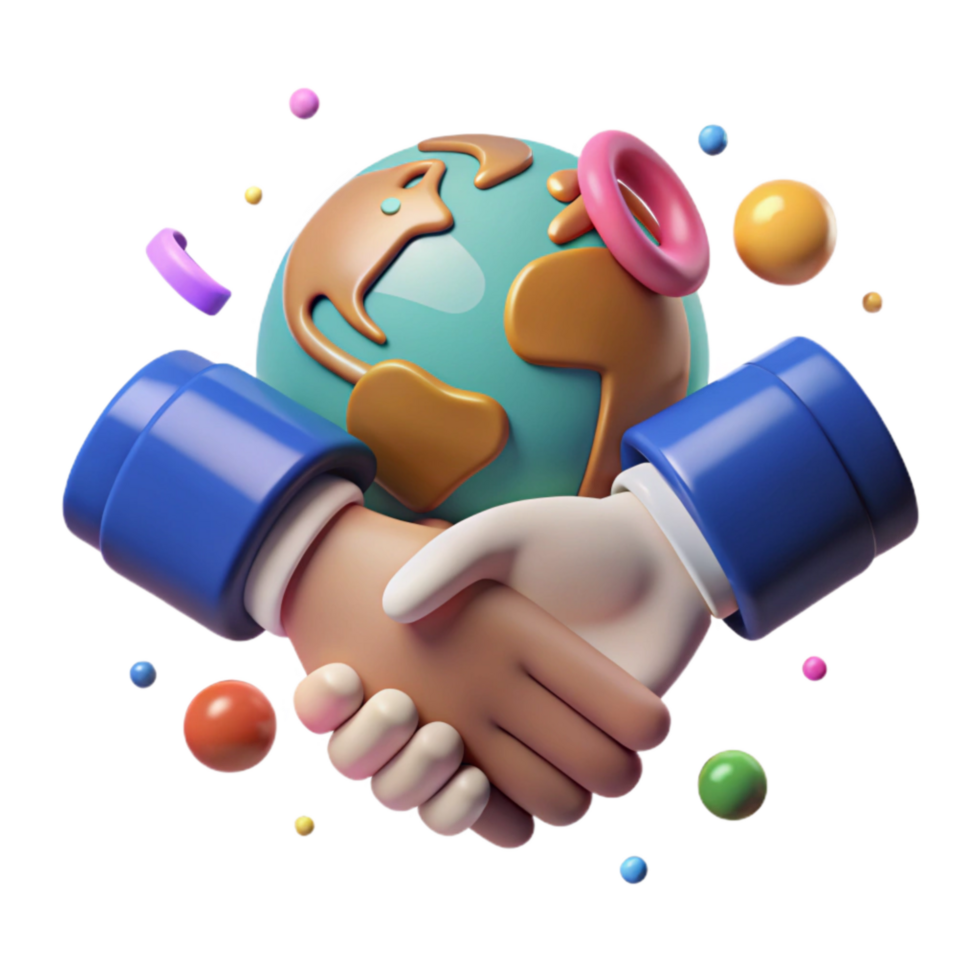 beautiful minimalist Handshake Representing Global Partnership Isolated Element detailed png