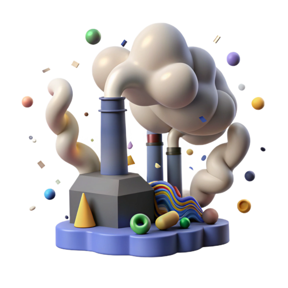 serene modern Factory Emissions Pollution Cloud Cutout premium png