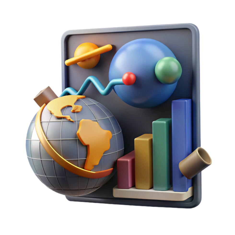 extraordinary creative Global Economy Chart Cutout on White Background high resolution png