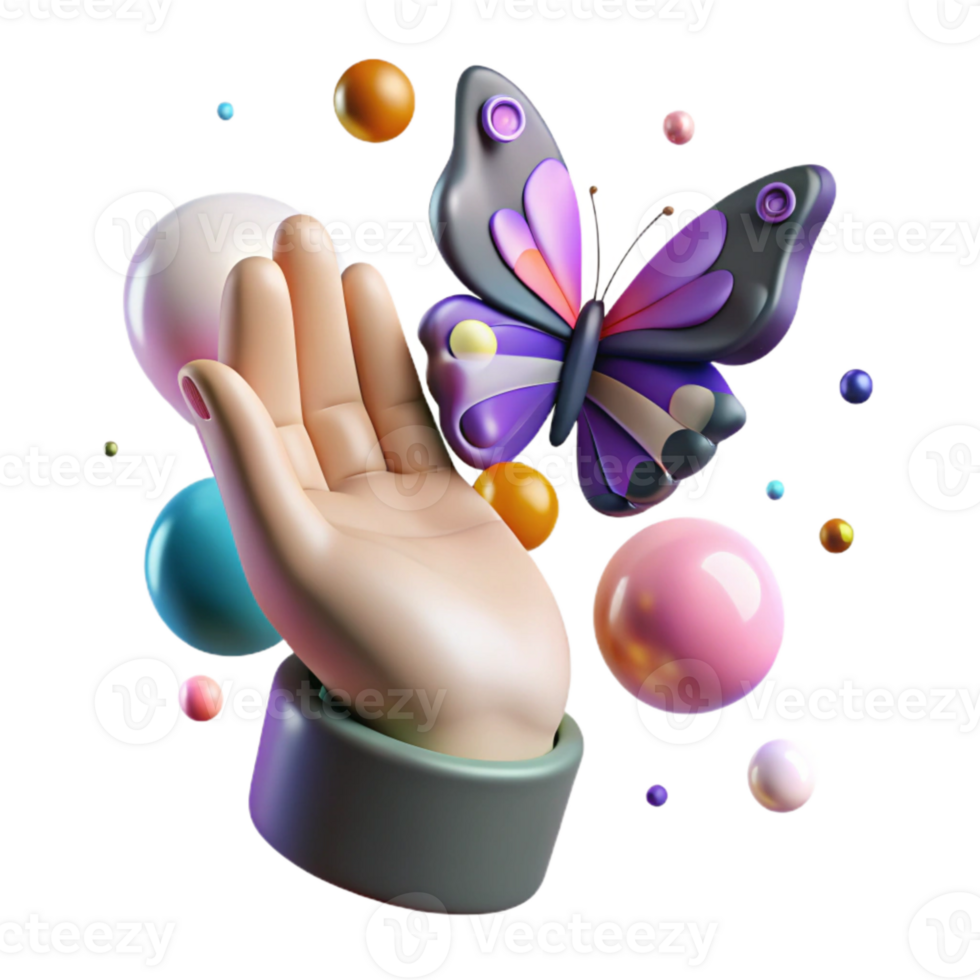 impressive contemporary Open Hand with Butterfly Cutout with Soft Lighting authentic png