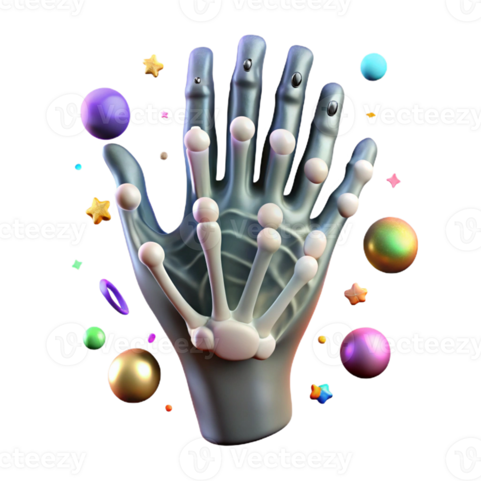 elegant artistic X Ray of Hand Bones Transparent Background authentic png