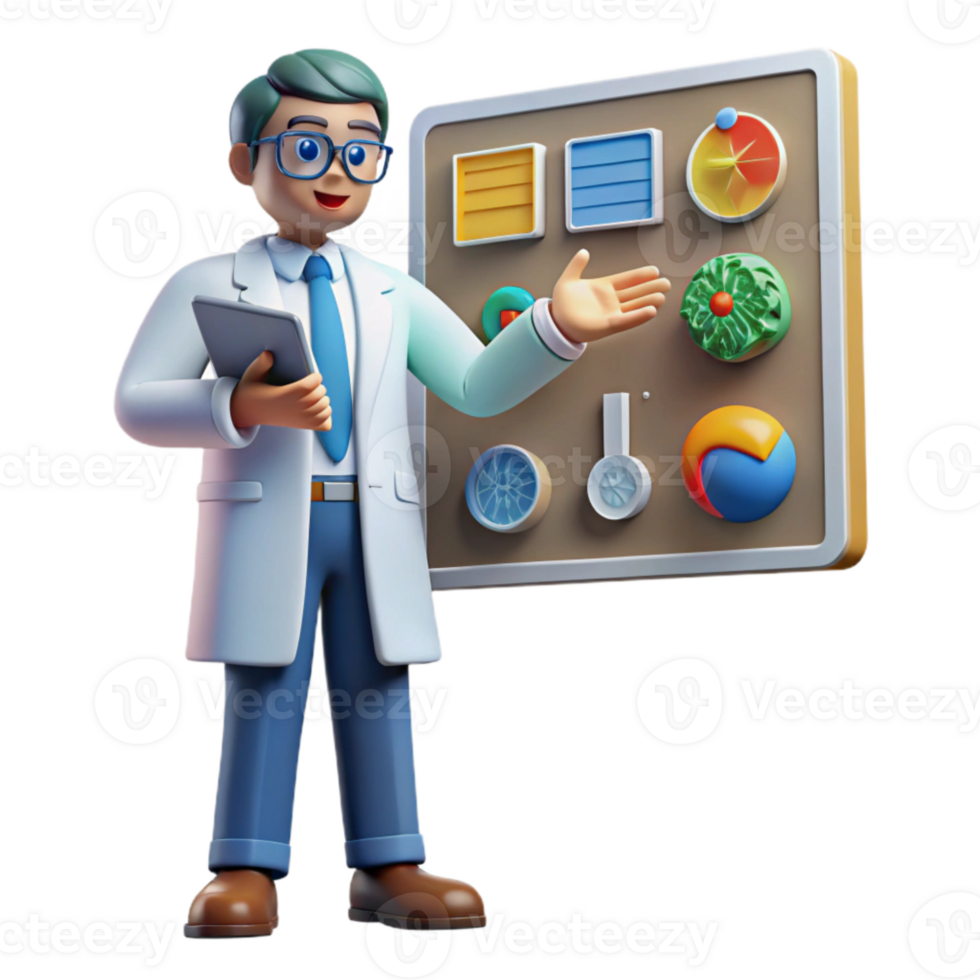 dramatic contemporary Scientist Presenting Climate Data Isolated high quality png