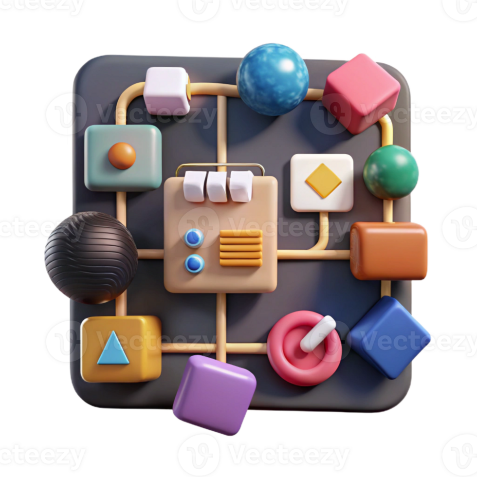 vibrant vintage Social Media Algorithm Flowchart Cutout Diagram exclusive png