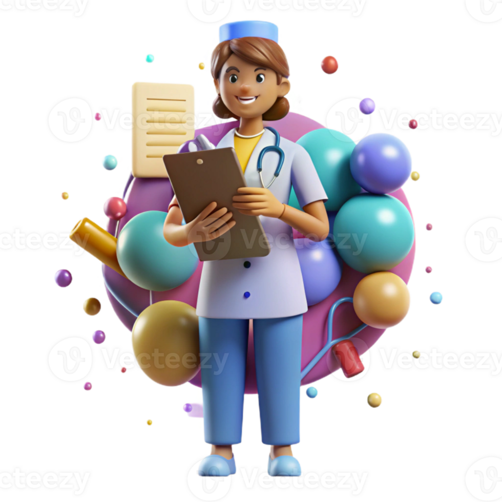 magnificent creative Nurse with Patient Chart Transparent Background Cutout genuine png