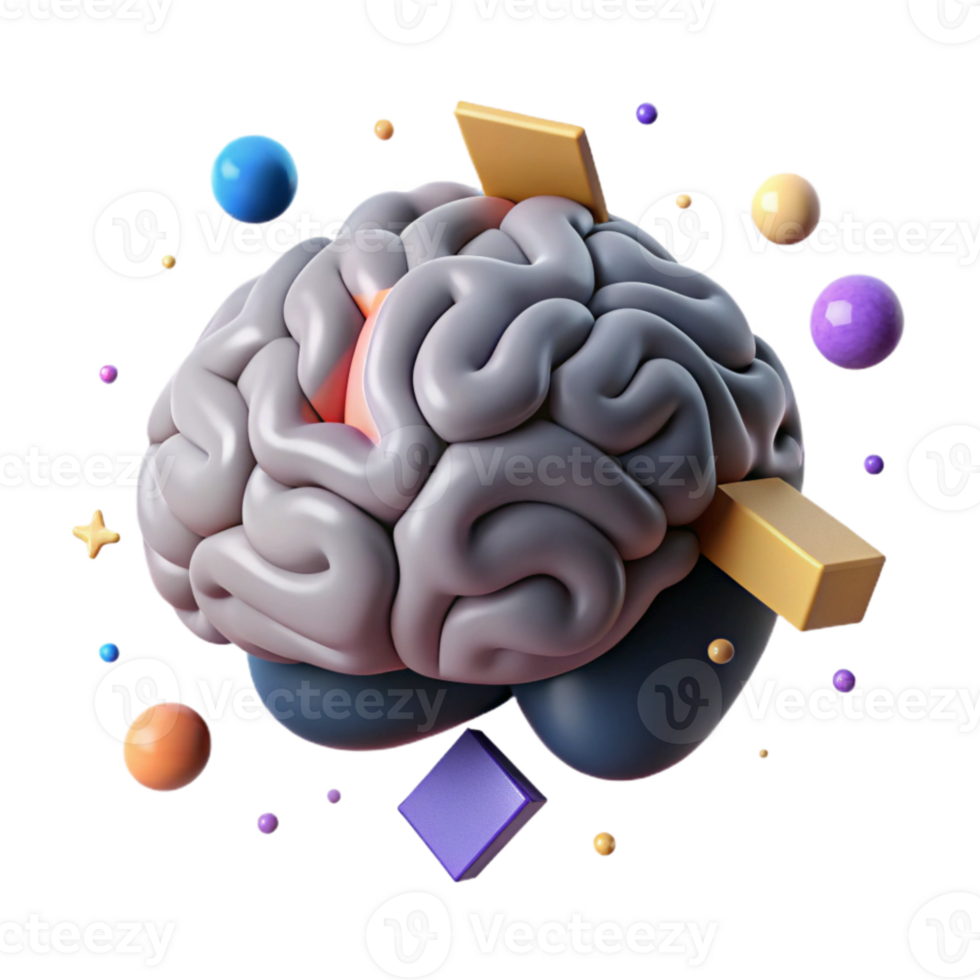 magnificent creative Brain Icon with Short Shadow Transparent Background genuine png