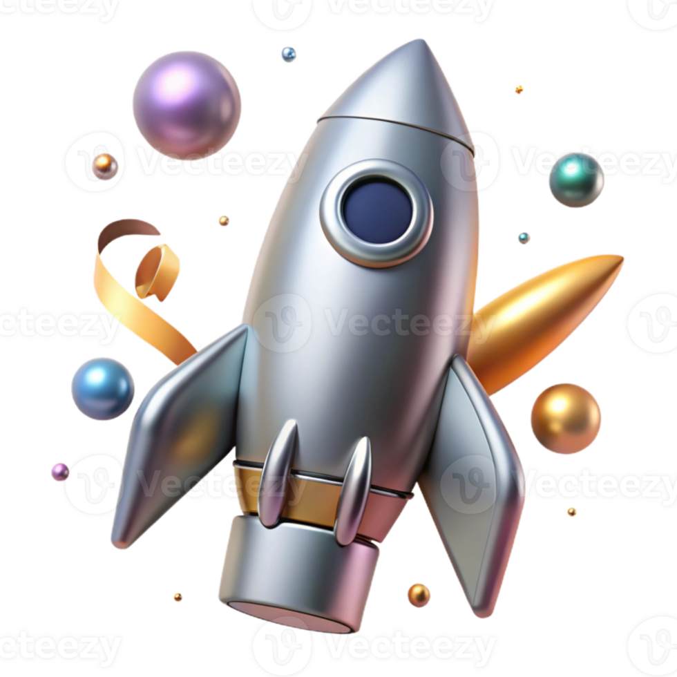 serene traditional Rocket Body Metallic Silver Isolated genuine png