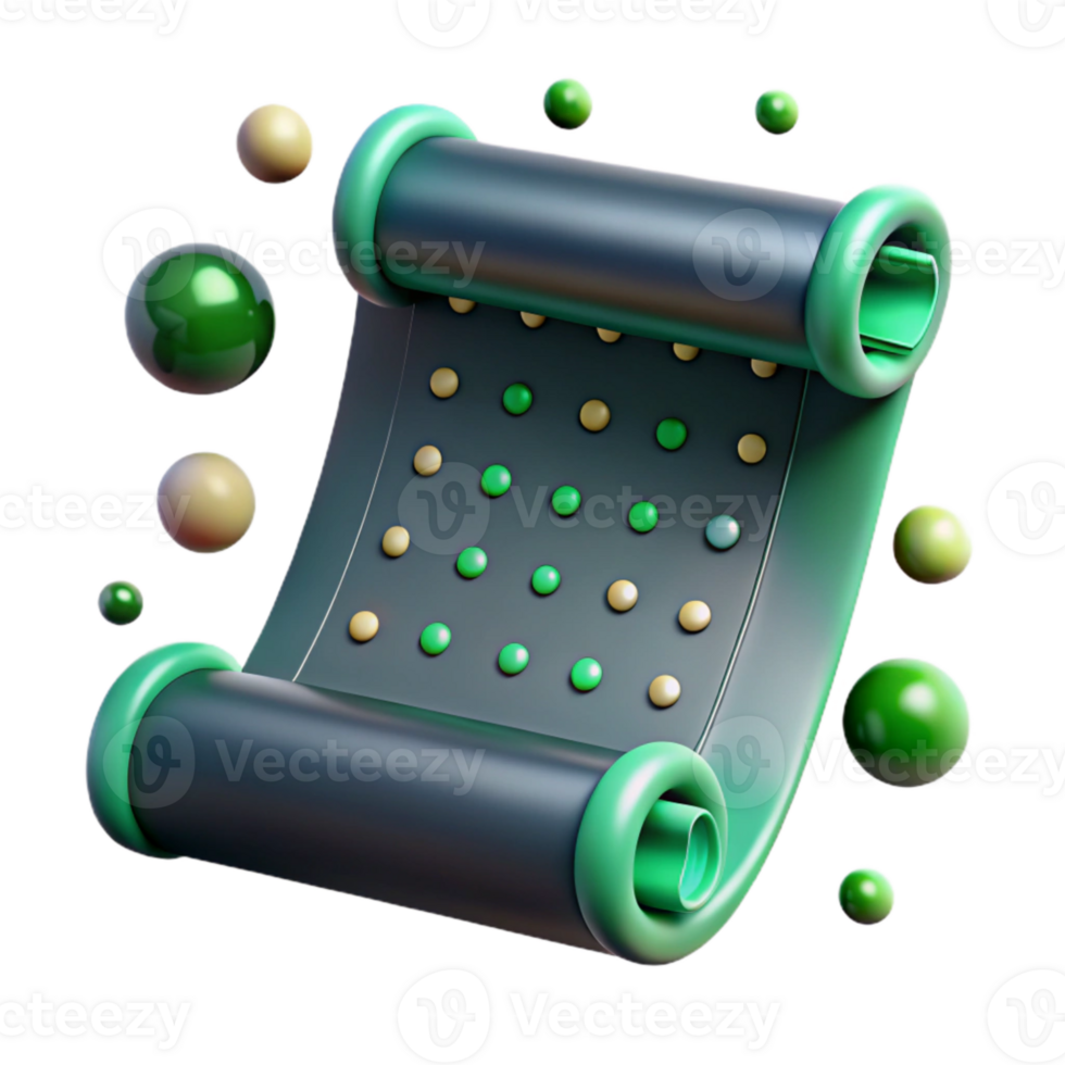 elegant classic Binary Code Scroll with Green Accents Isolated original png