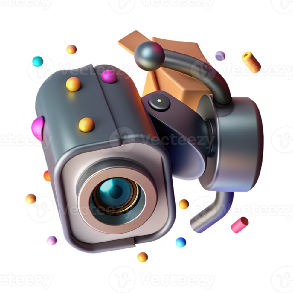 stunning artistic Robotic Security Camera Rotating Side View Isolated high quality png