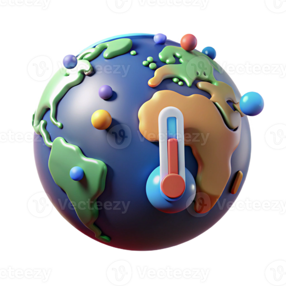 impressive artistic Earth Globe with Temperature Overlay Transparent Background professional png