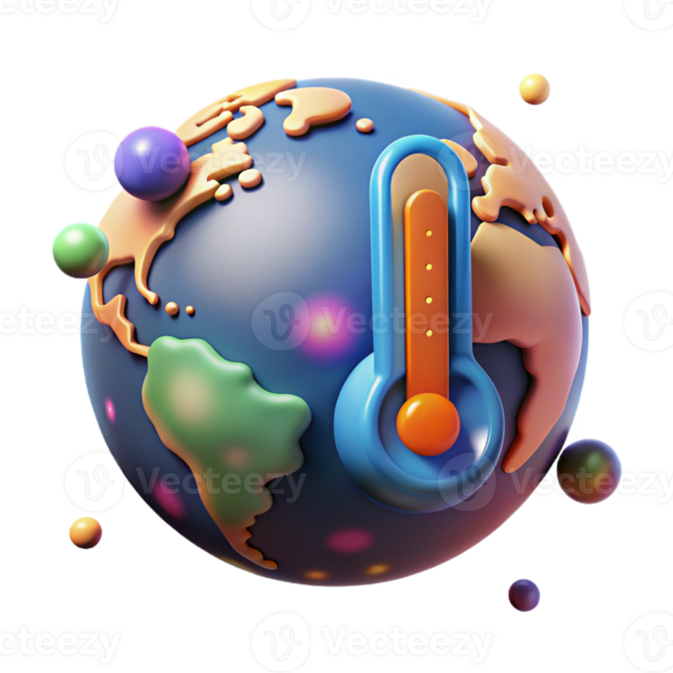 extraordinary minimalist Earth Globe with Temperature Overlay Transparent Background premium png