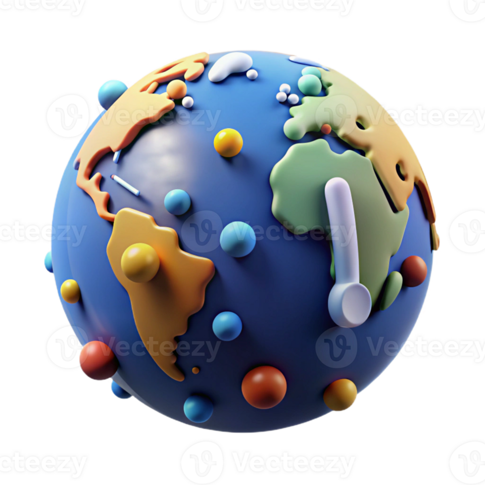 extraordinary minimalist World Map with Temperature Anomalies Isolated detailed png