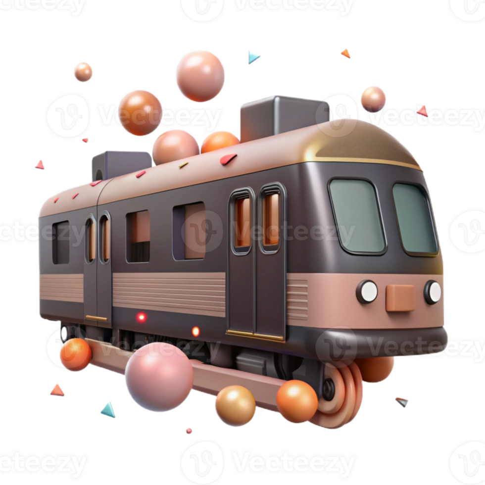 impressive minimalist Modern Train Side View Isolated Element png