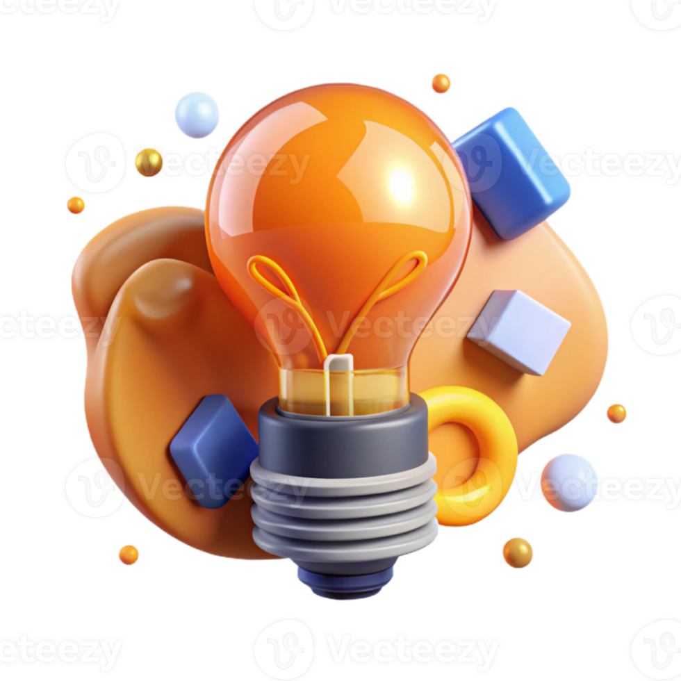 wonderful creative Lightbulb with Bright Filament Orange Cutout high quality png