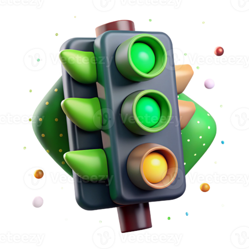 beautiful contemporary Traffic Light Signaling Choices Green Transparent Background high resolution png