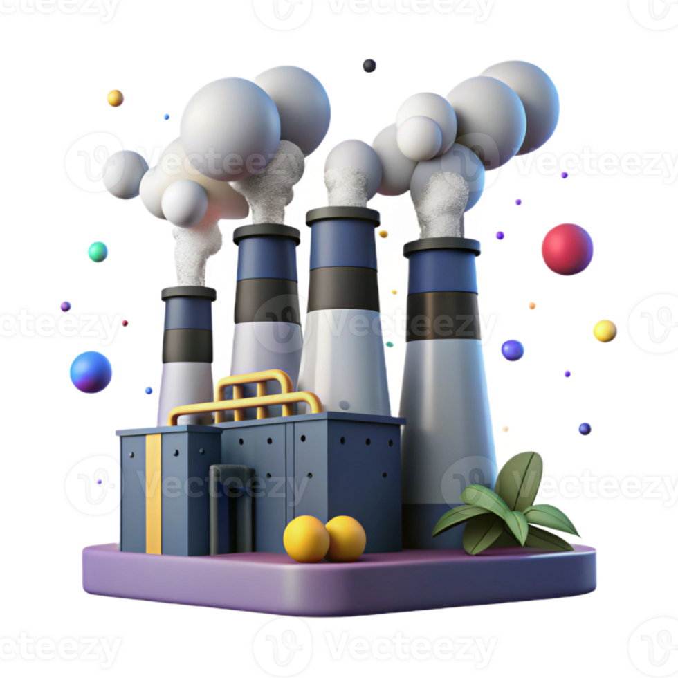 serene abstract Factory Smokestacks Emitting Smoke Cutout exclusive png