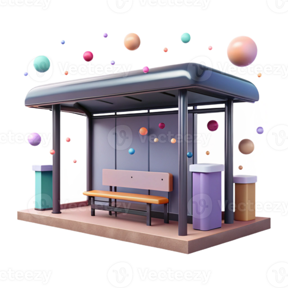 beautiful minimalist City Bus Stop Side View with Urban Background high quality png