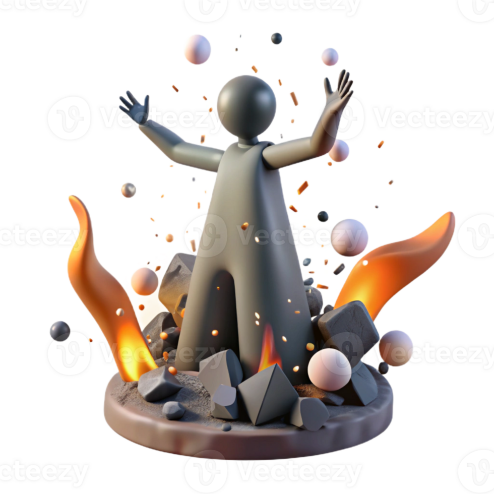vibrant traditional Abstract Figure Rising From Ashes Isolated on Transparent Background detailed png