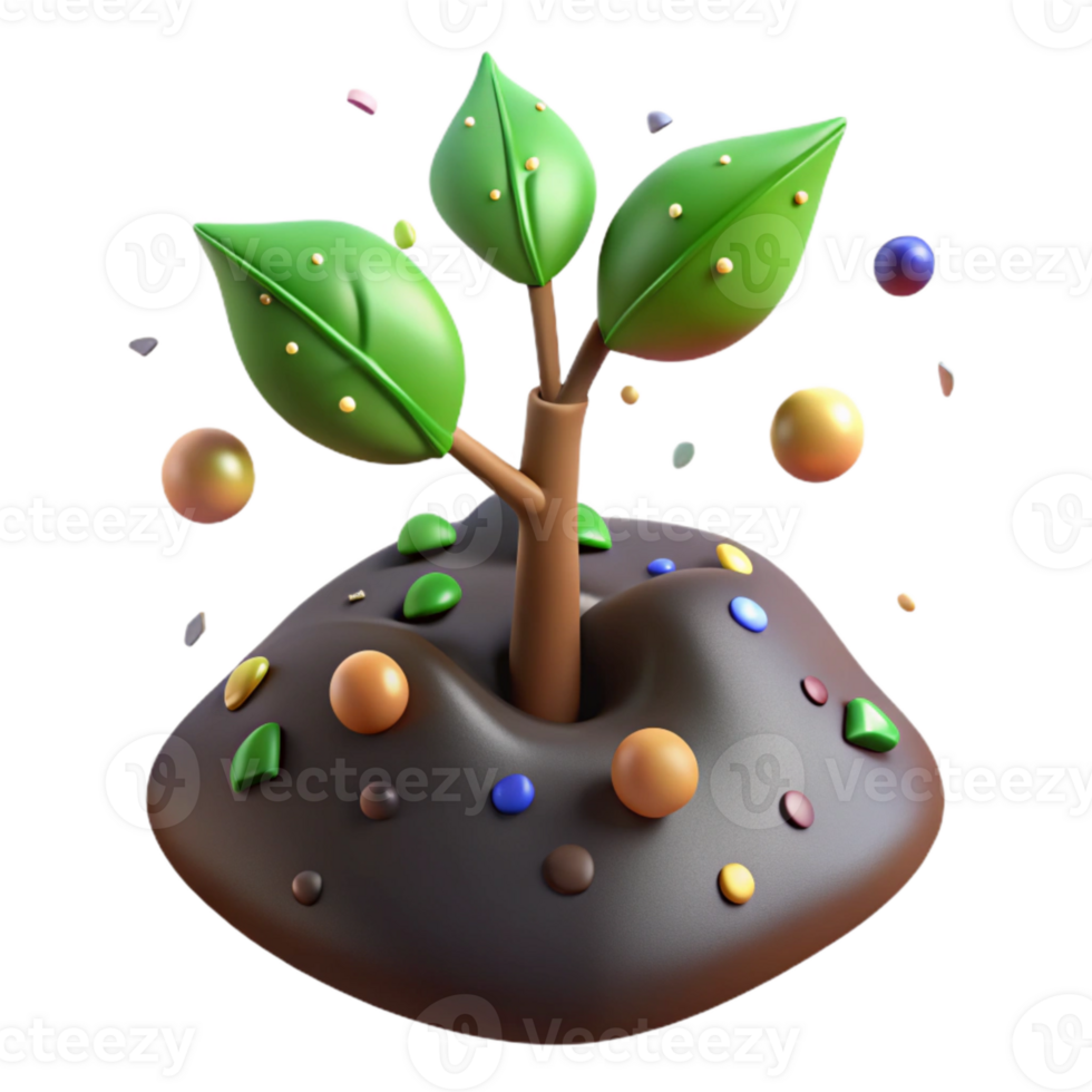 impressive rustic Tree Sapling in Soil Close Up Isolated on Transparent Background detailed png