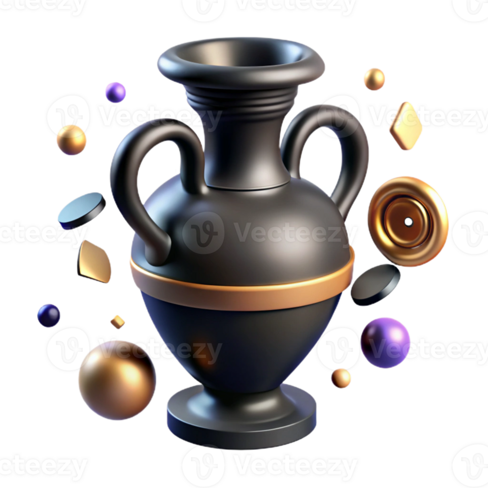 dramatic rustic Greek Vase Isolated Black Figure Style exclusive png