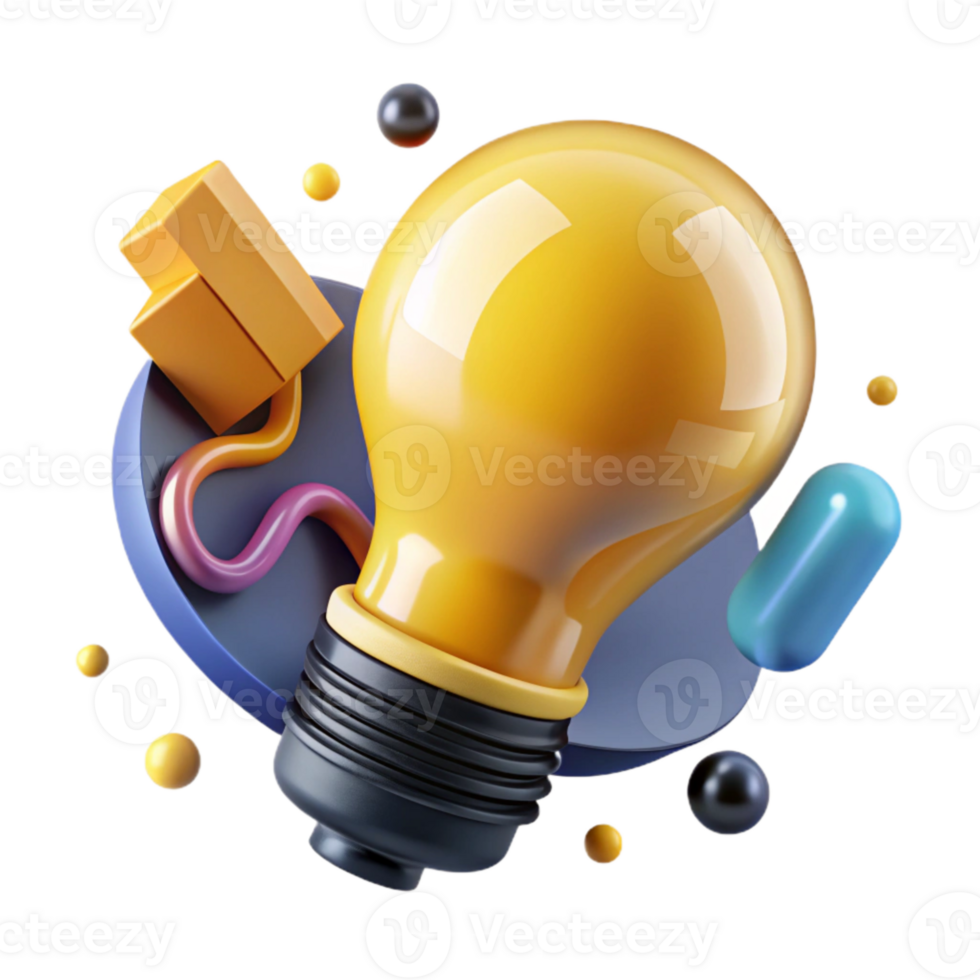 beautiful traditional Lightbulb Idea Generation Yellow Transparent Background authentic png