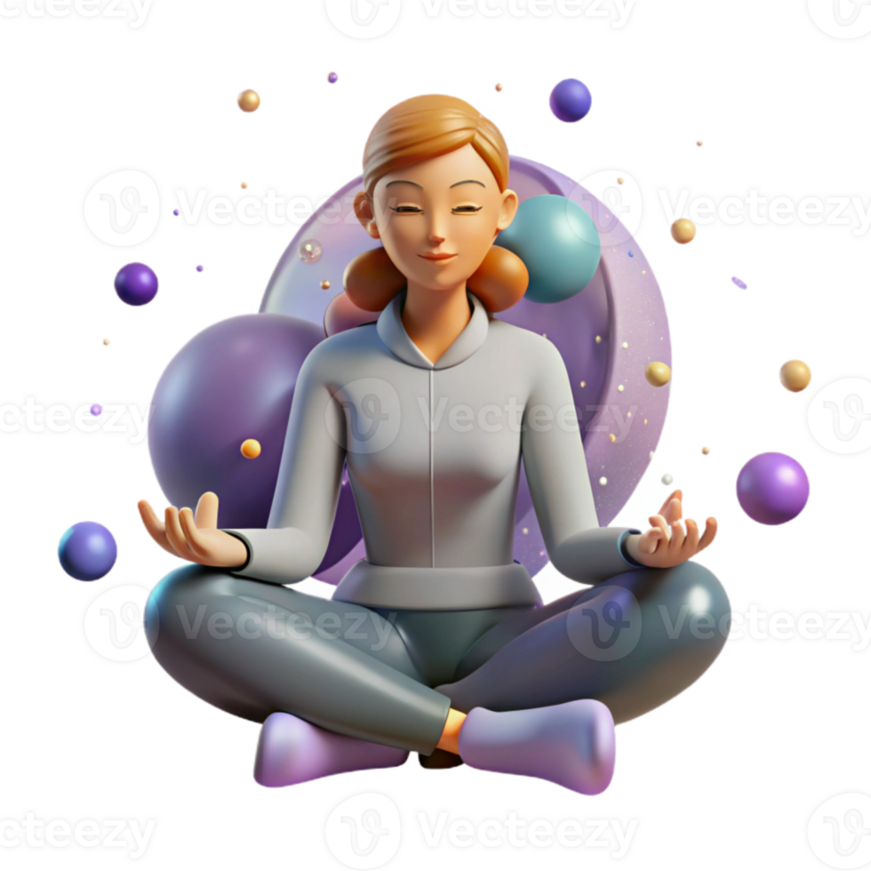 extraordinary vintage Woman Meditating Lotus Position Transparent Background genuine png