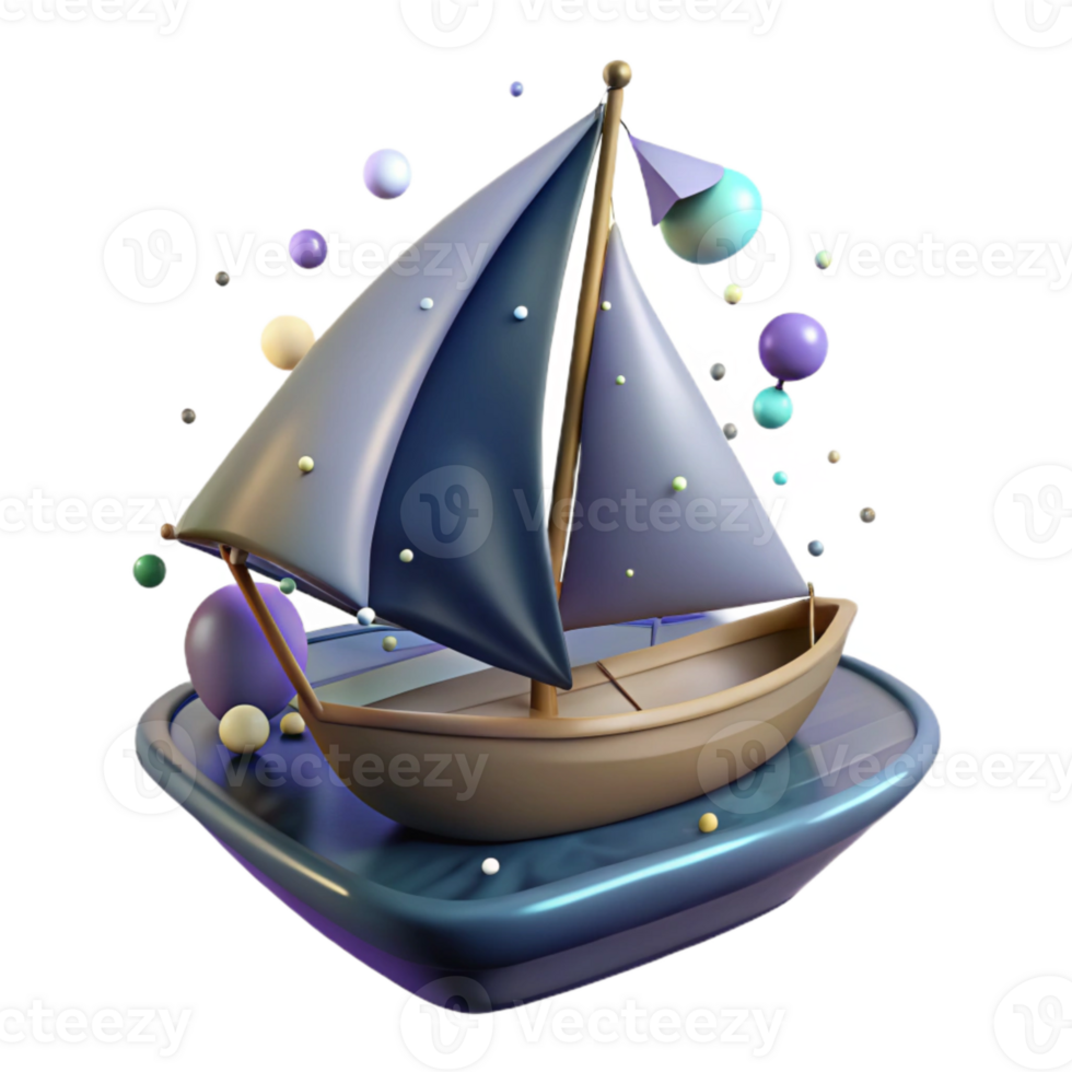 impressive rustic Sailboat at Night Isolated Element high resolution png