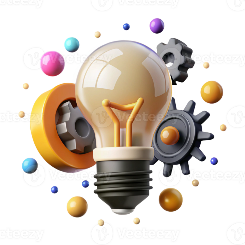 vibrant traditional Light Bulb with Cogs Innovation Concept Cutout original png