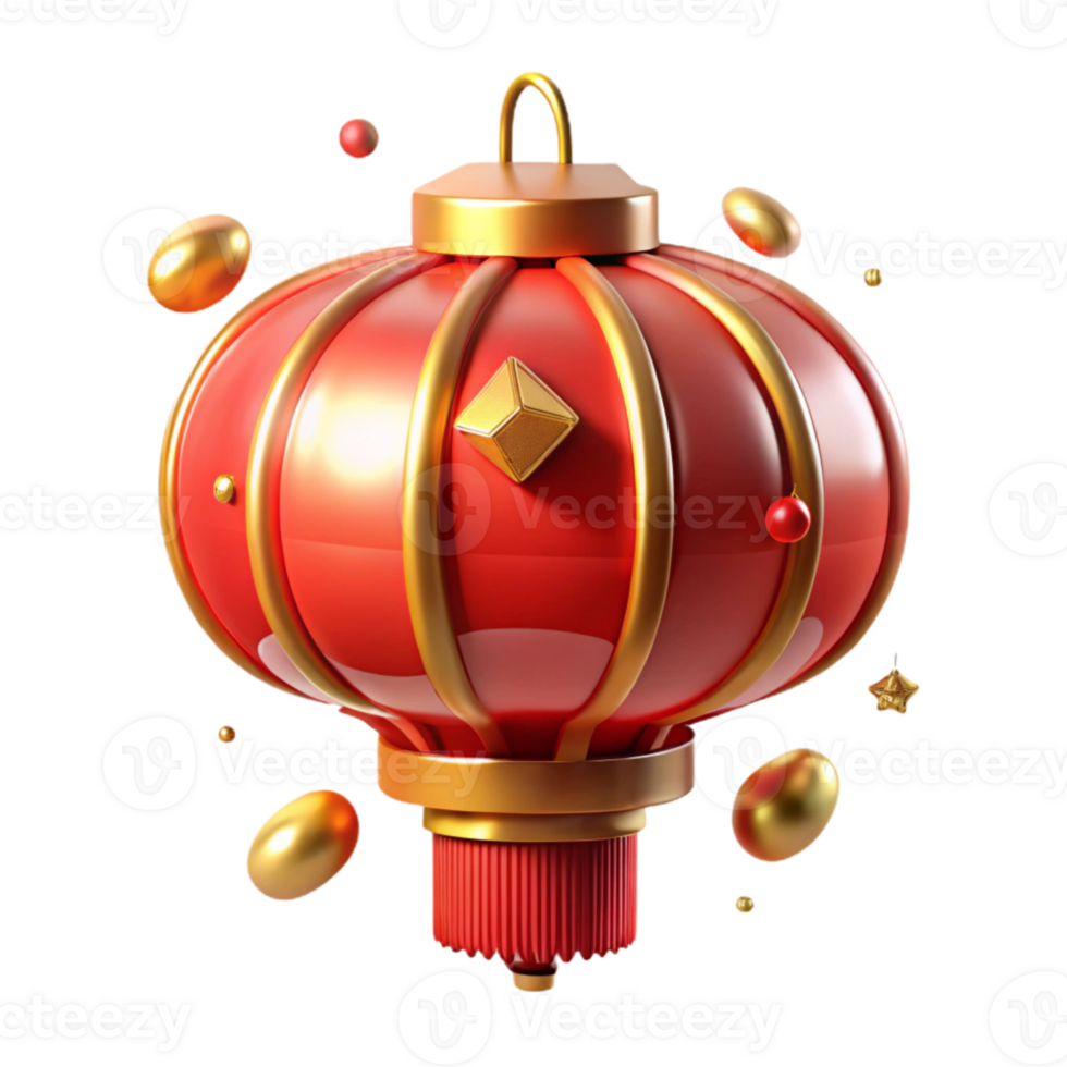 beautiful rustic Traditional Chinese Lantern with Red and Gold Details Cutout genuine png