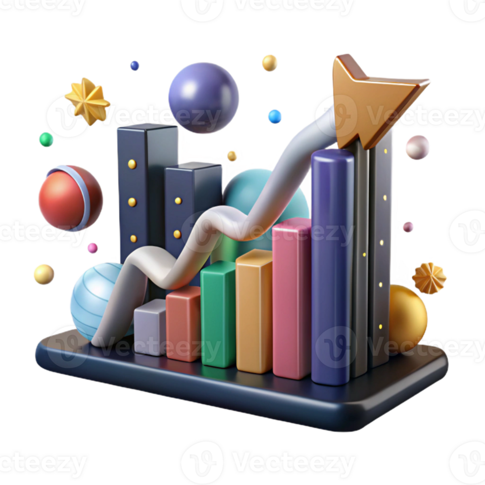 wonderful rustic Financial Growth Chart with Green Up Arrow Cutout png