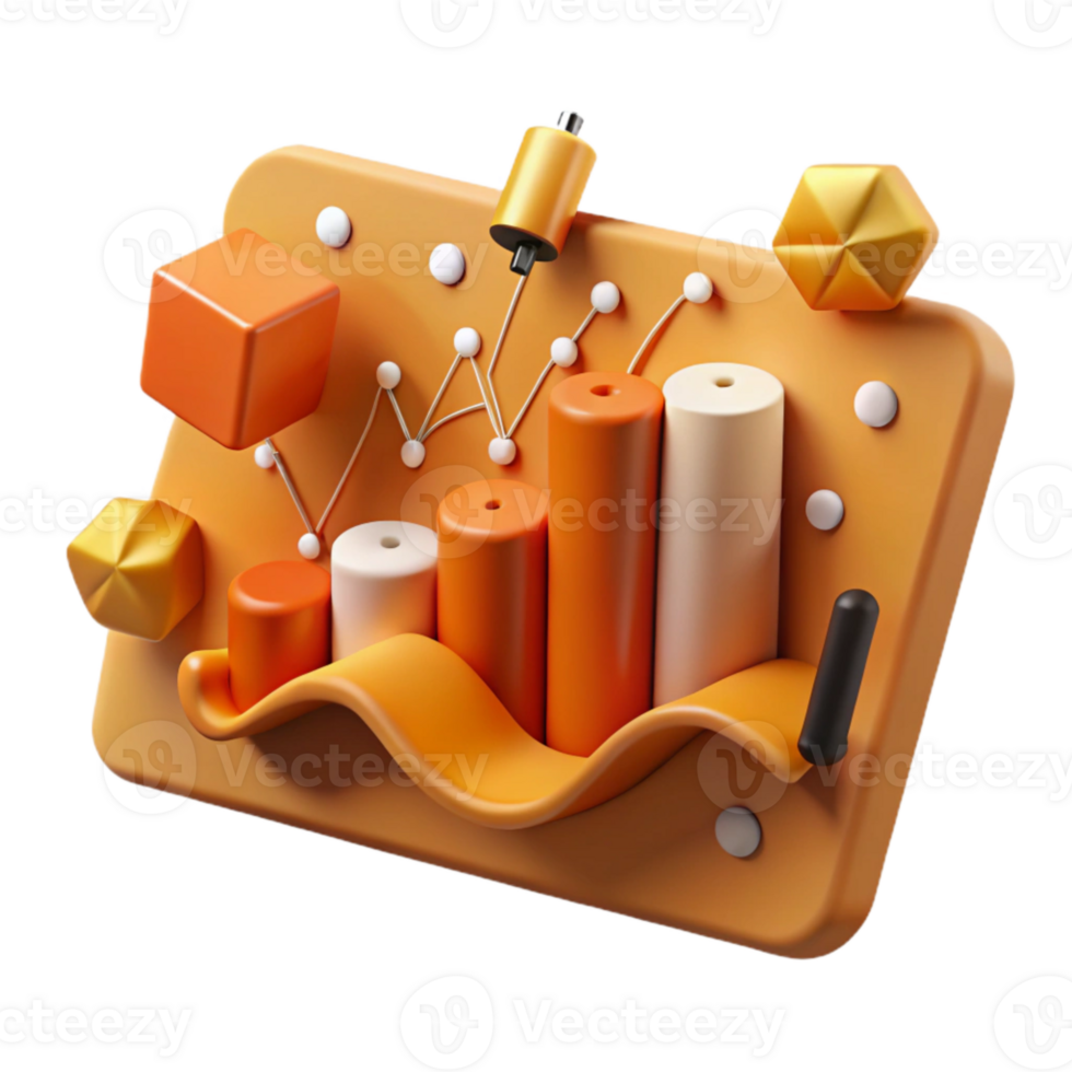stunning minimalist Declining Stock Market Graph Orange Color Cutout Element premium png