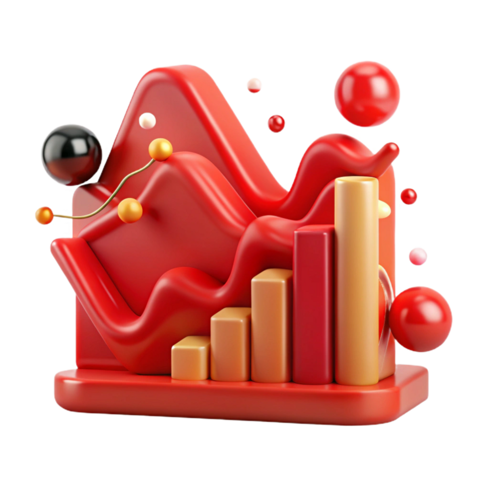 elegant creative Downward Trending Graph Red Transparent Background premium png