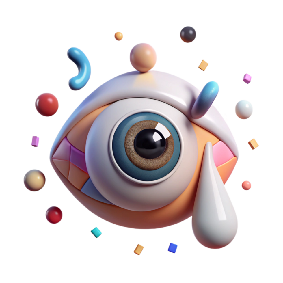 serene vintage Human Eye Crying Single Tear Isolated Element exclusive png
