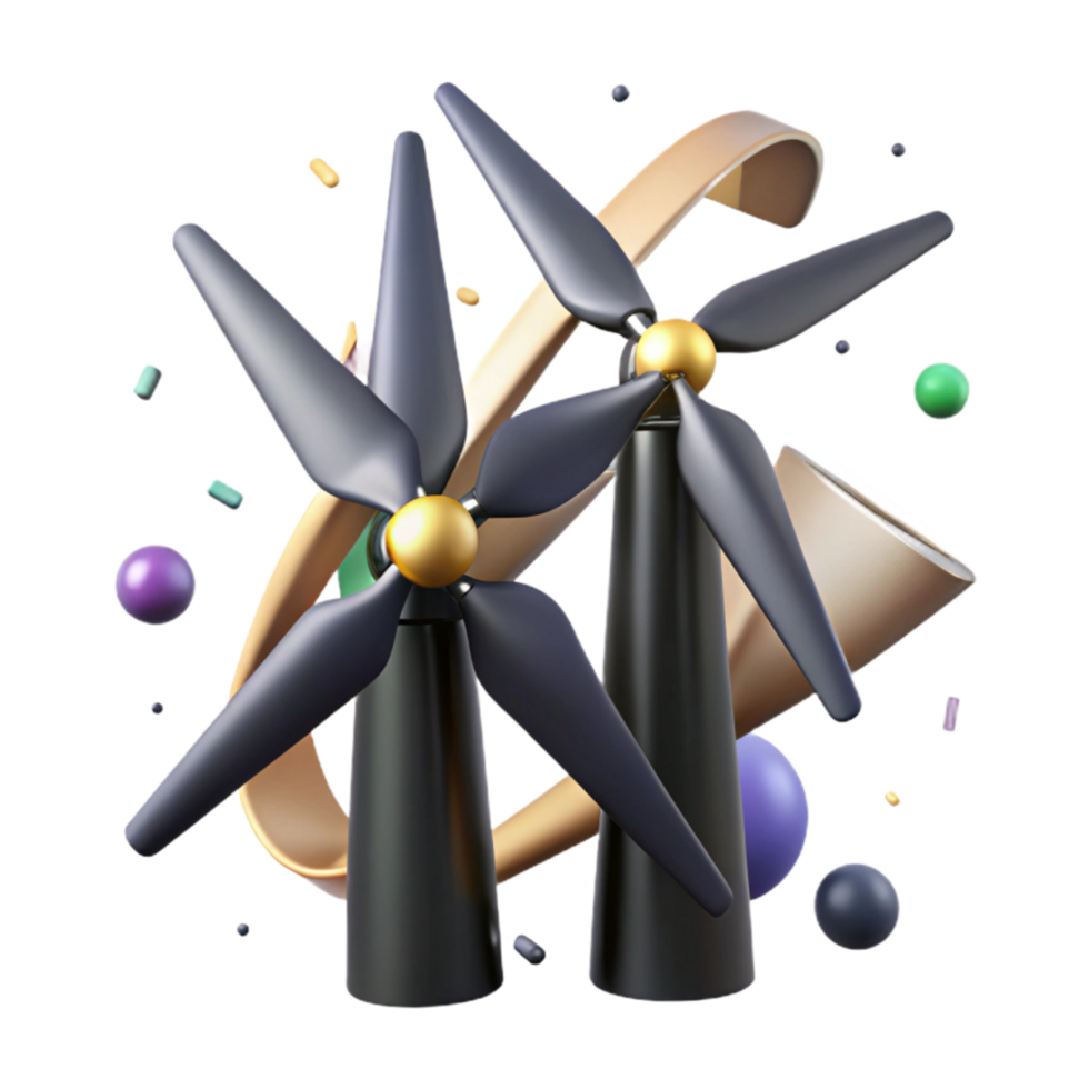 serene creative Wind Turbine Blades Rotating Close Up Cutout authentic png