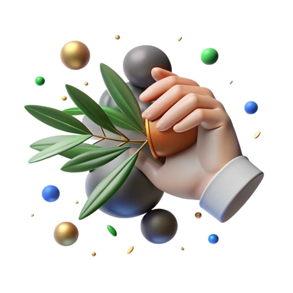 impressive rustic Hand Holding Olive Branch Cutout Element high quality png