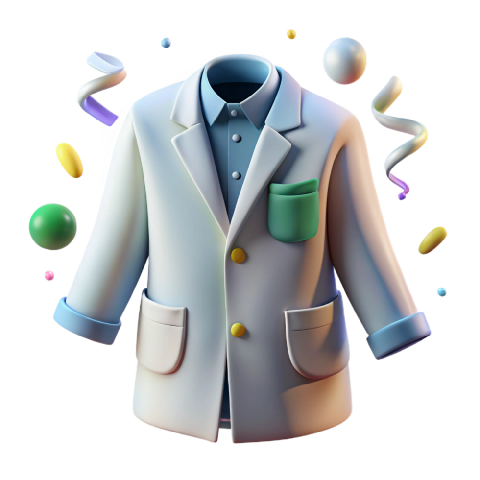 dramatic abstract Lab Coat White Buttoned Front View Isolated high resolution png