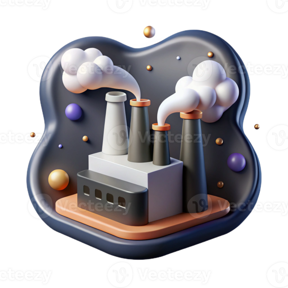 extraordinary modern Factory Icon with Smoke and Steam Detail Isolated professional png