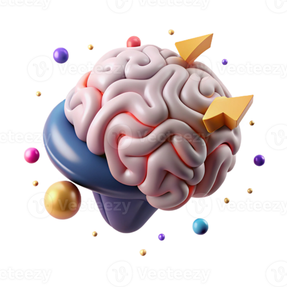 elegant modern Stylized Brain Icon Isolated on White premium png