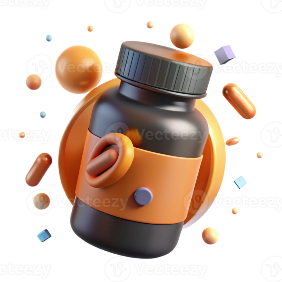 wonderful classic Pill Bottle with Orange Label Transparent Background original png