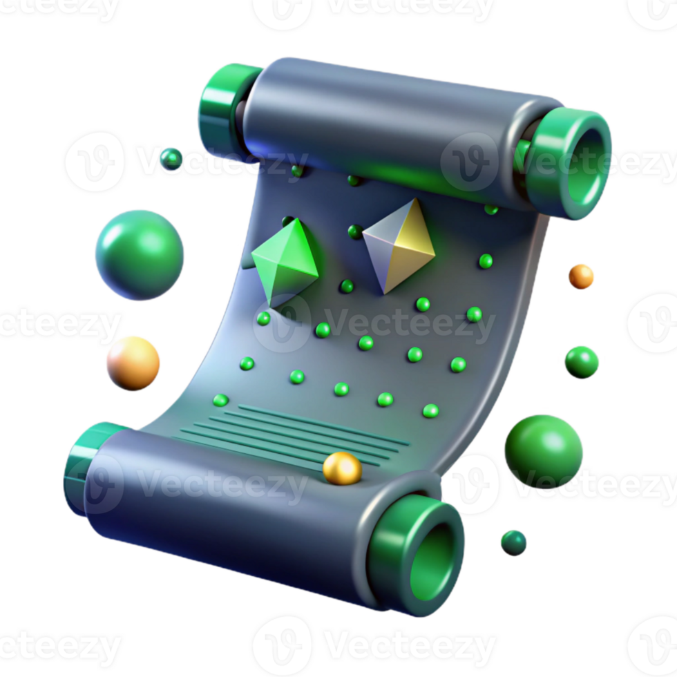 wonderful modern Binary Code Scroll with Green Accents Isolated detailed png