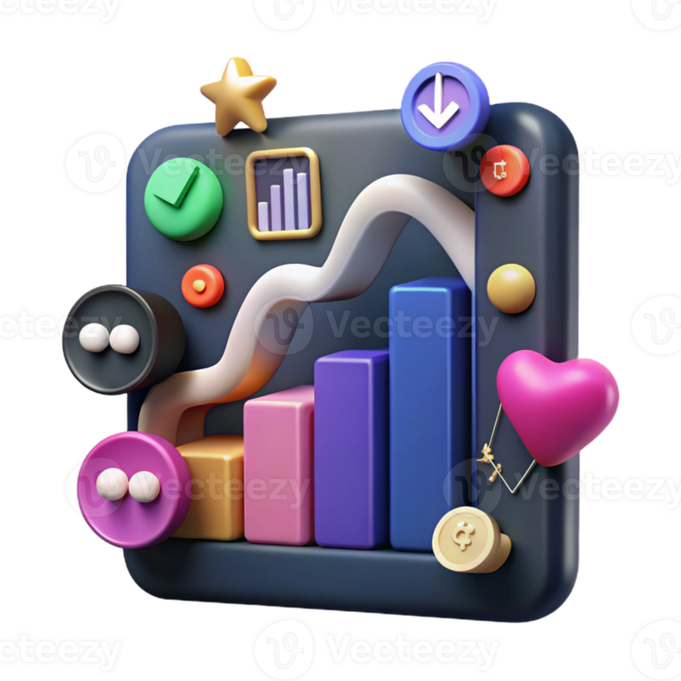 elegant artistic Social Media Engagement Rate Graph Cutout Upward Trend authentic png
