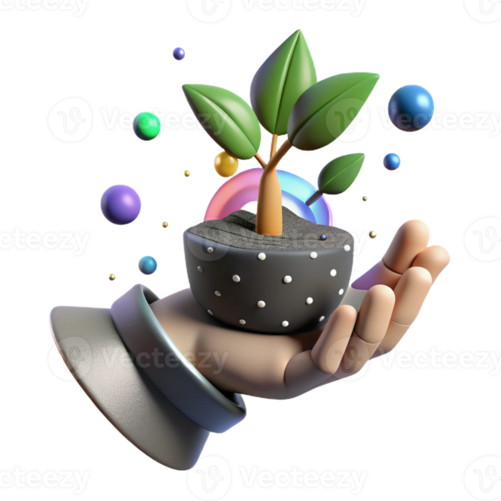 extraordinary abstract Hand Holding Small Plant Isolated Cutout detailed png