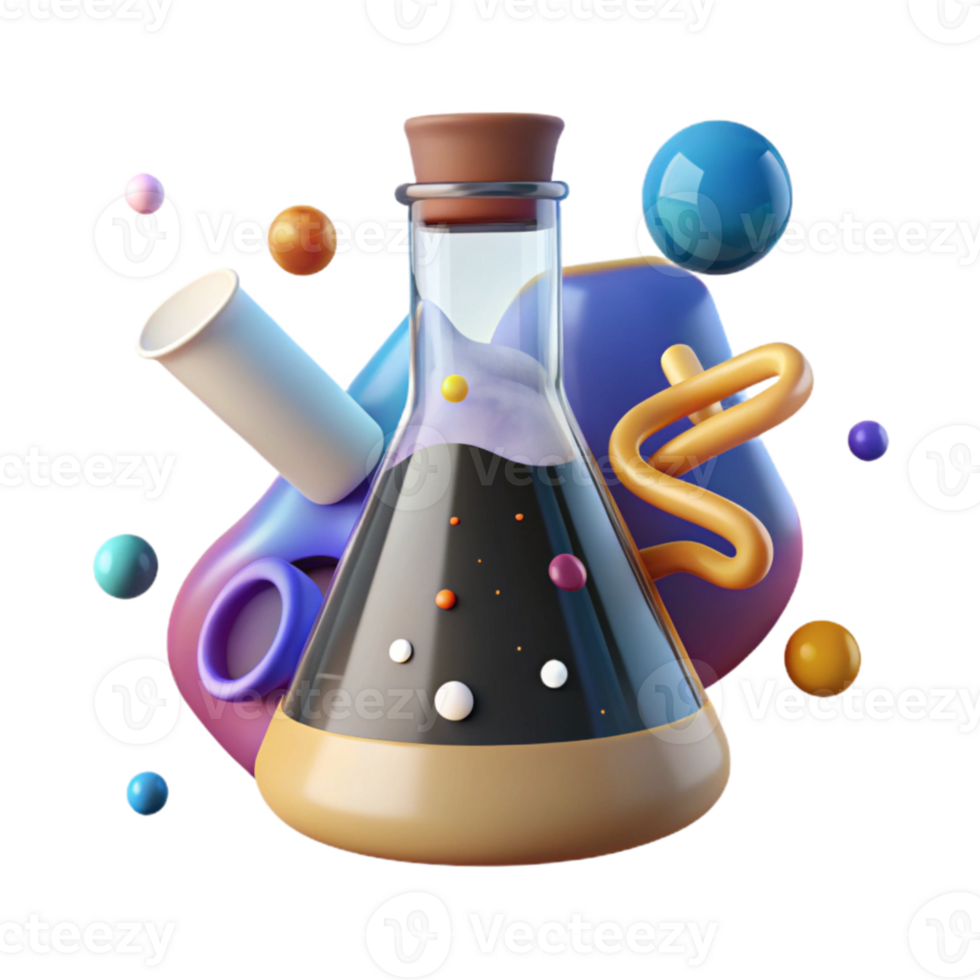 magnificent traditional Laboratory Flask with Clear Liquid Isolated exclusive png