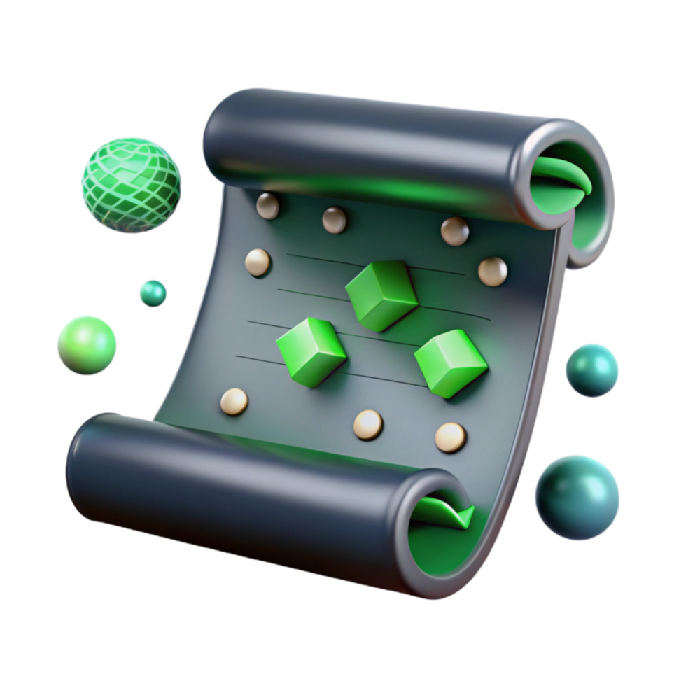 beautiful modern Binary Code Scroll with Green Accents Isolated high quality png