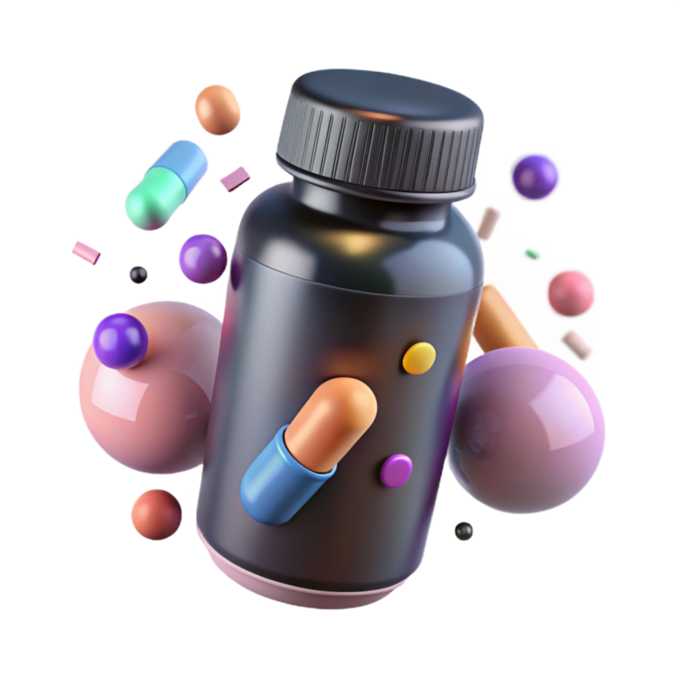 elegant vintage Pill Bottle with Childproof Cap Transparent Background high quality png
