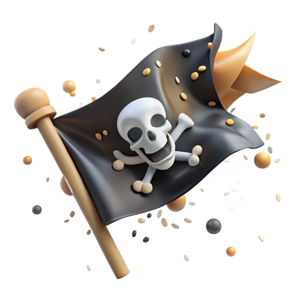 wonderful modern Pirate Flag Waving Cutout Transparent Background high quality png