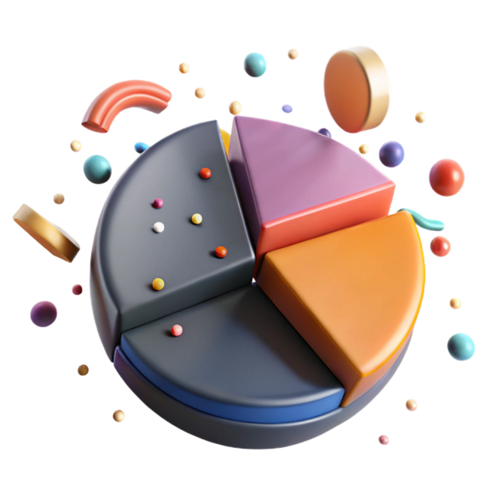 beautiful classic Pie Chart Showing Market Share Distribution Cutout high resolution png