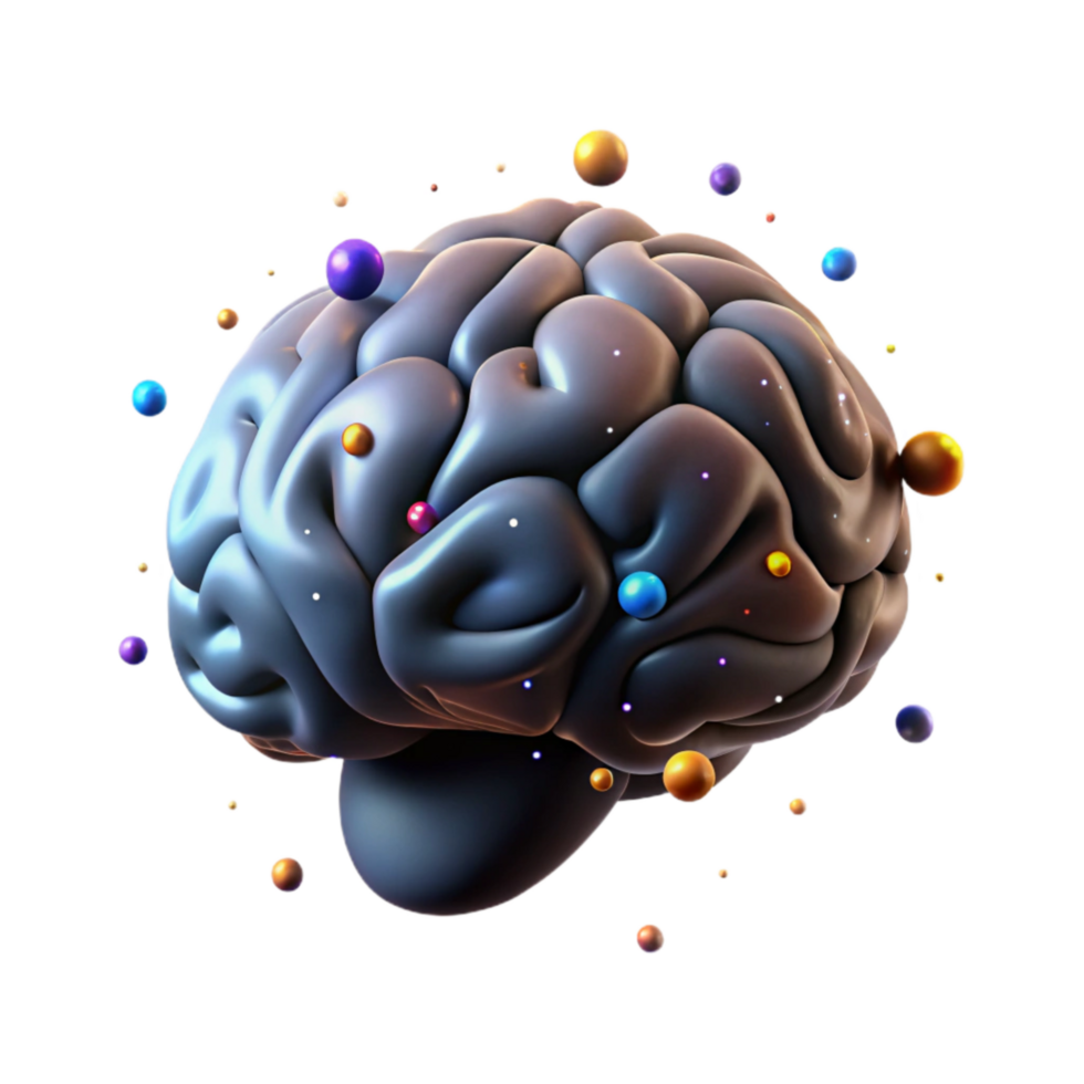elegant modern Brain with Glowing Synapses Isolated Element premium png
